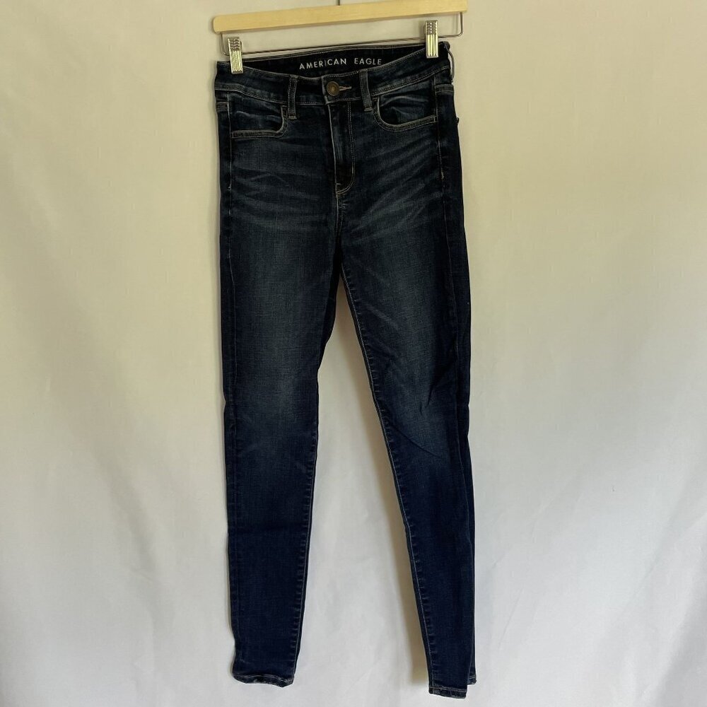 American Eagle blue jeans casual comfortable hi rise jegging stretch‎ size 2